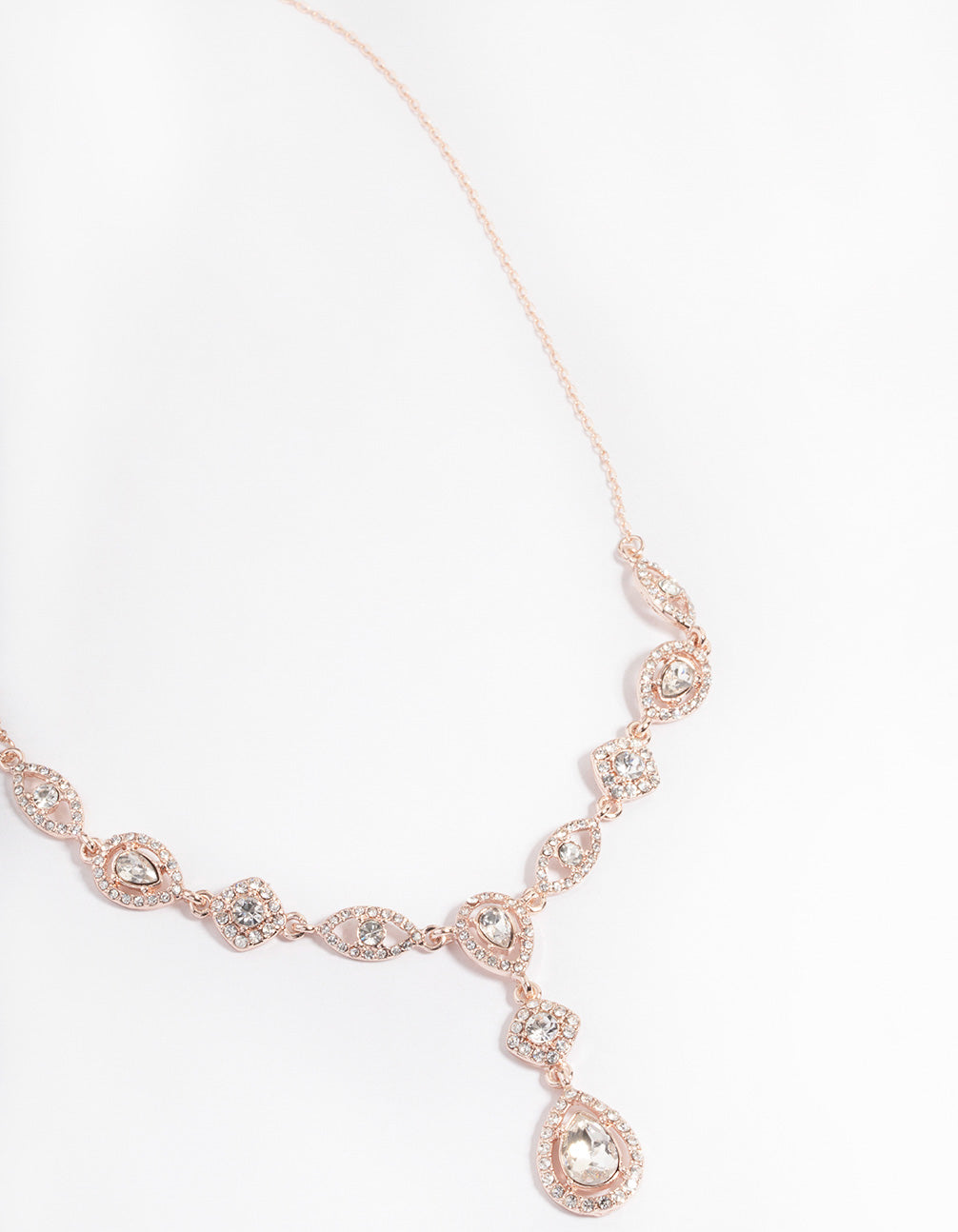 Rose Gold Teardrop & Eye Diamante Necklace