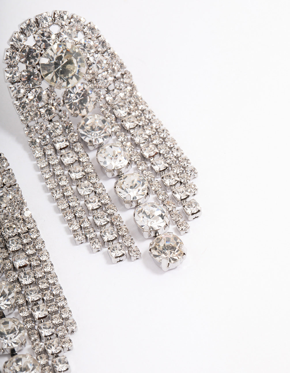 Silver Diamante Arch Statement Drop Earrings