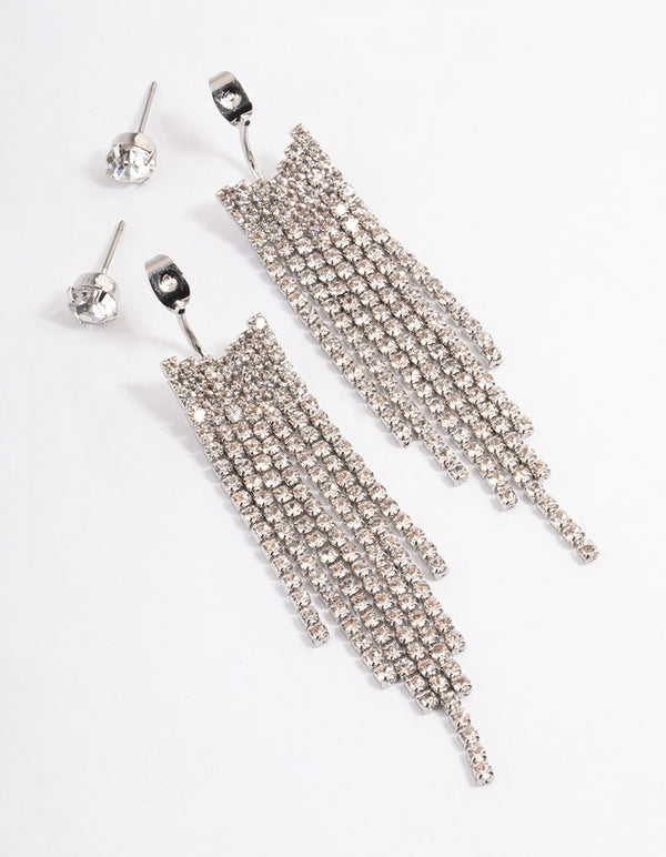 Silver Front & Back Cupchain Drop Earrings