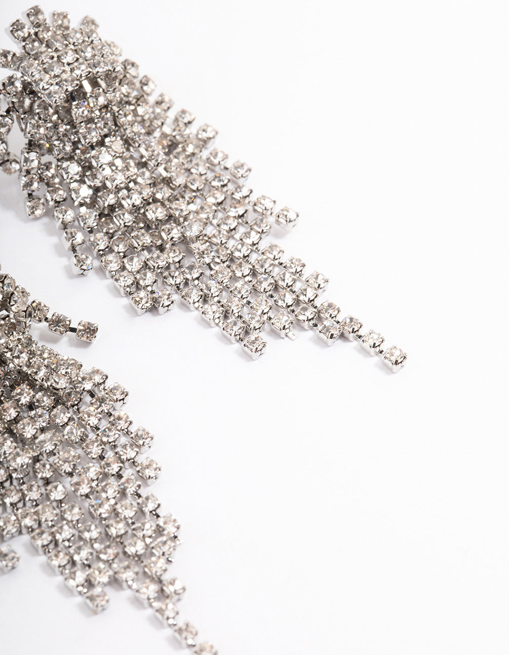Silver Diamante Cupchain Cluster Drop Earrings