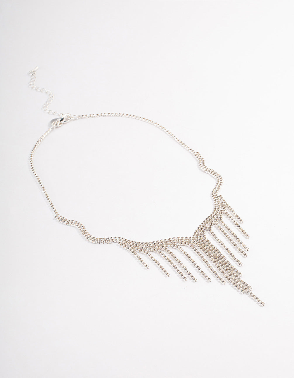 Silver Wavy Fringe Cupchain Necklace