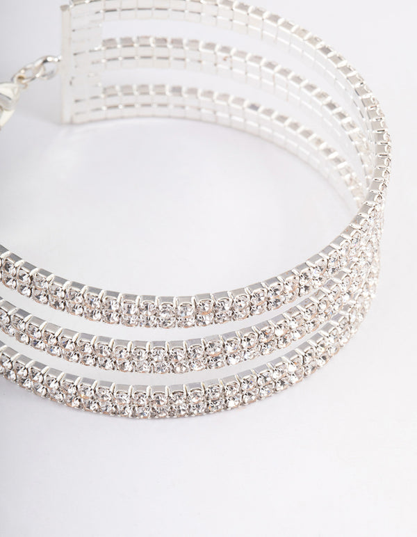 Silver Triple Row Cupchain Wrist Cuff