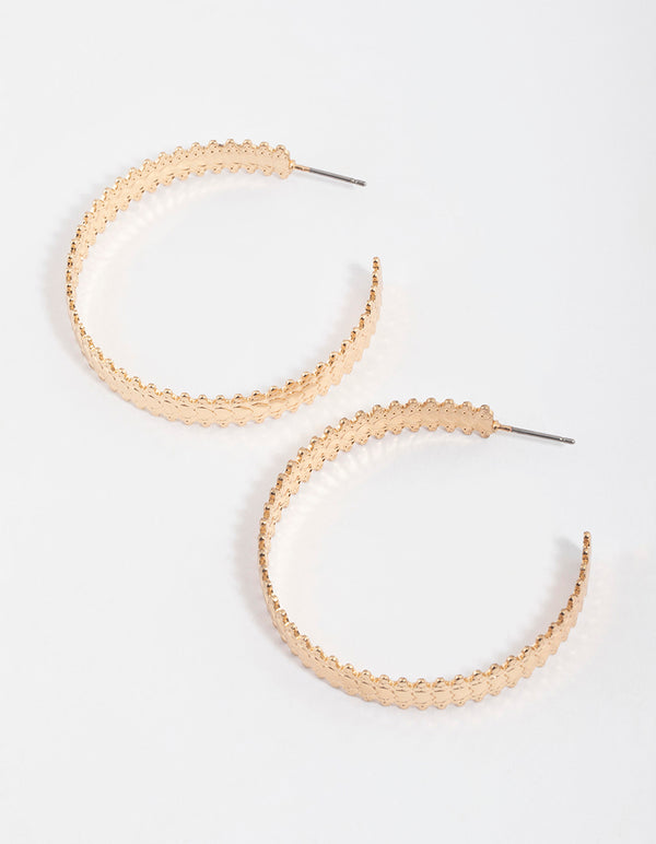 Gold Molten Stamp Hoop Earrings