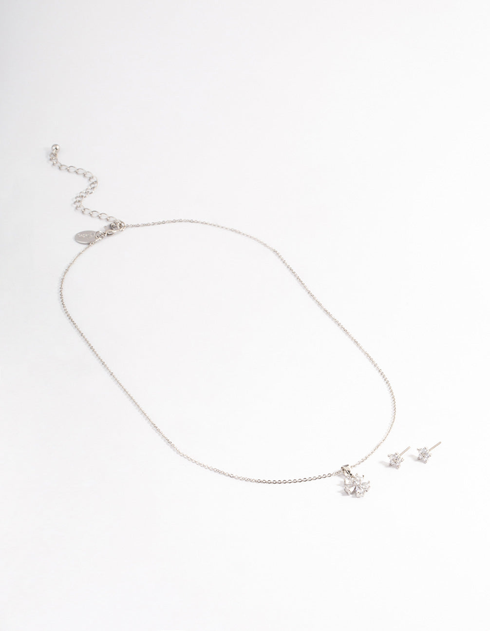Silver Cubic Zirconia Flower Jewellery Set