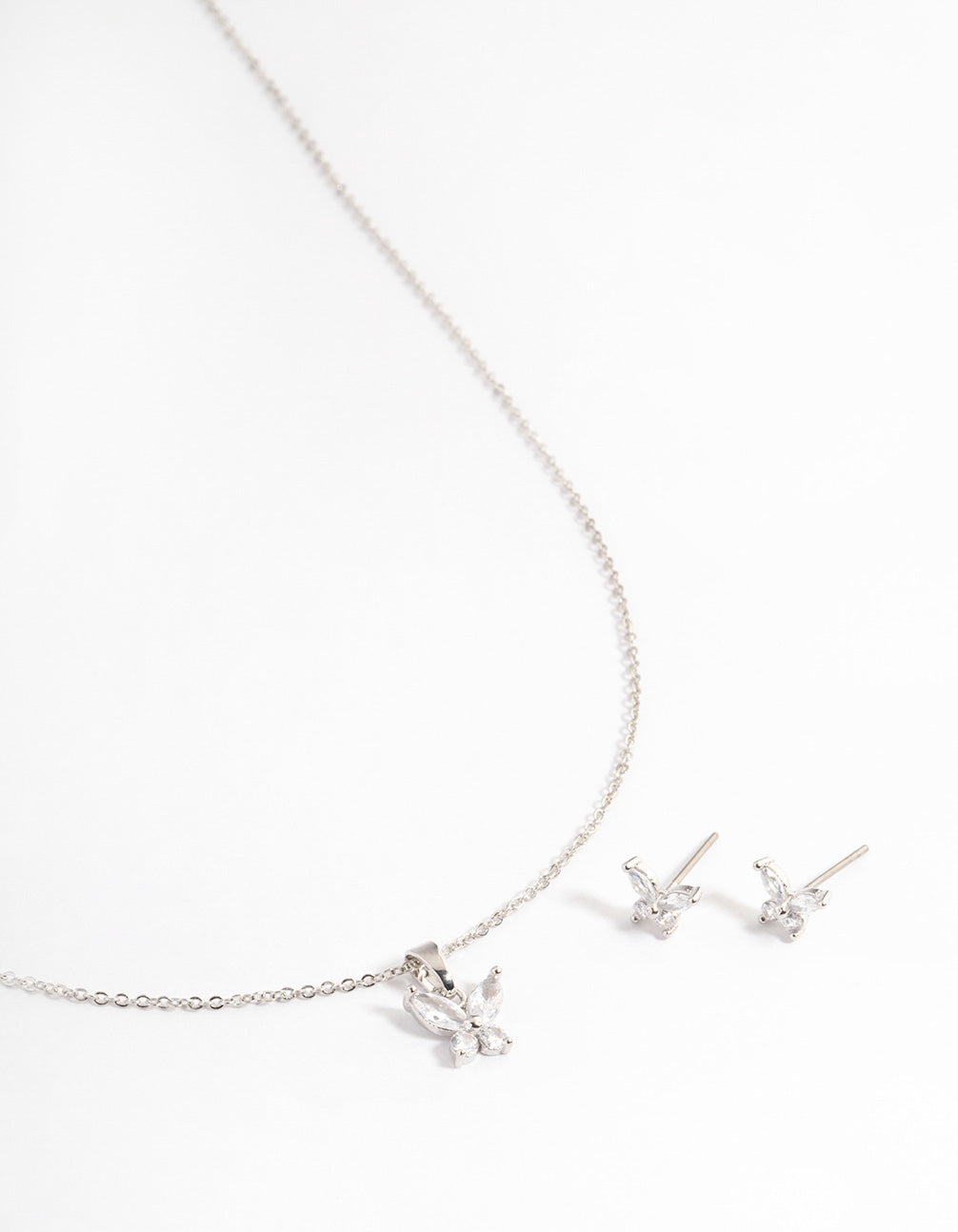 Silver Cubic Zirconia Butterfly Jewellery Set