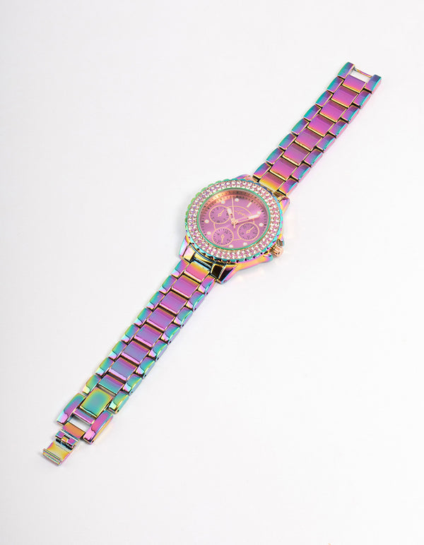 Coated Petrol Bling Link Watch