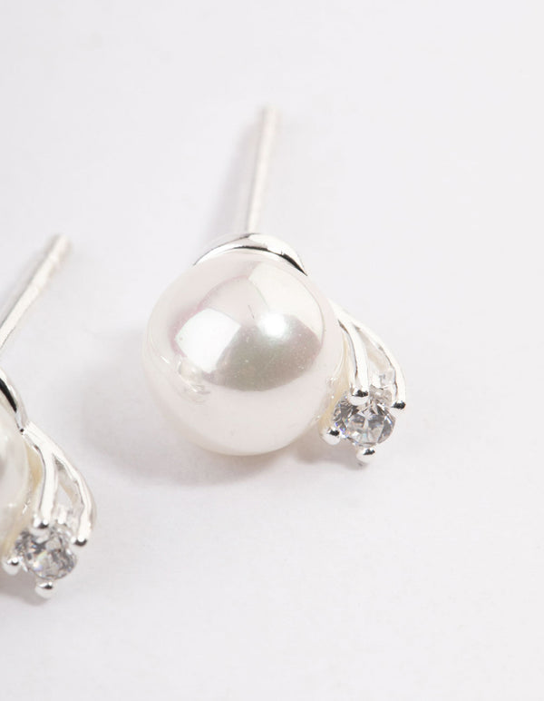 Sterling Silver Pearl Stud Earrings