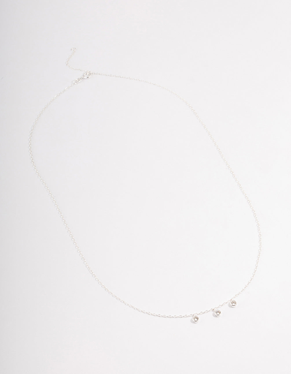 Sterling Silver Bezel Trio Cubic Zirconia Necklace