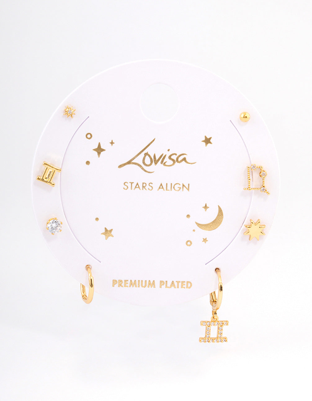 Gold Plated Gemini Star Sign Ear Stackers