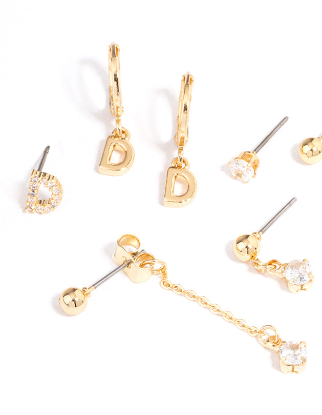 Letter 'D' Gold Plated Initial Ear Stackers
