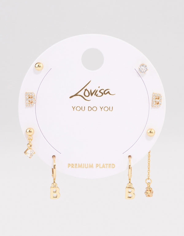 Letter 'B' Gold Plated Initial Ear Stackers