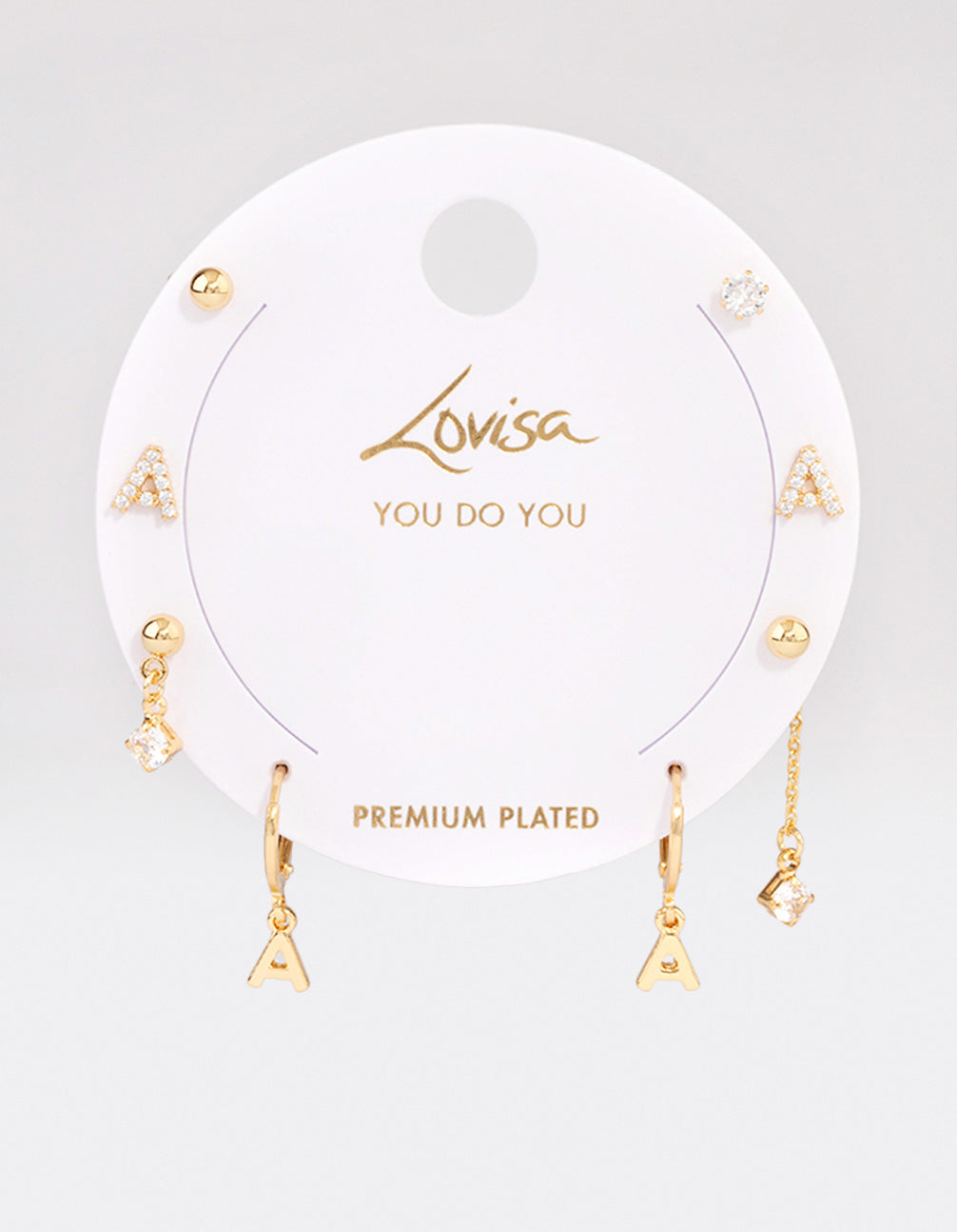 Letter 'A' Gold Plated Initial Ear Stackers