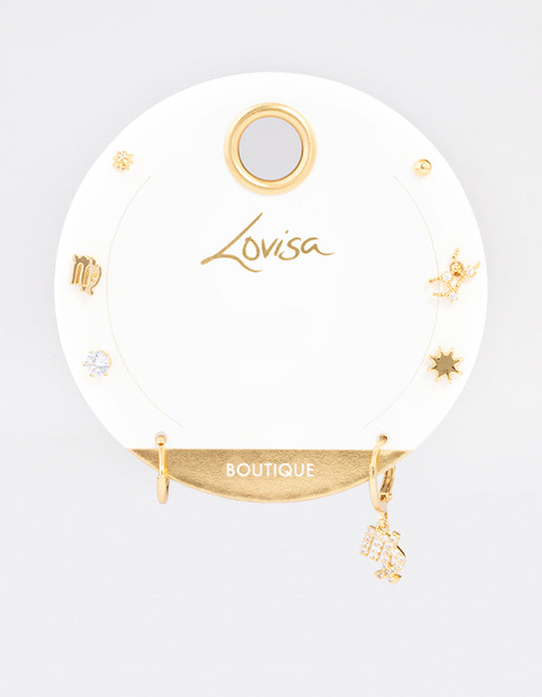 Gold Plated Virgo Star Sign Ear Stackers