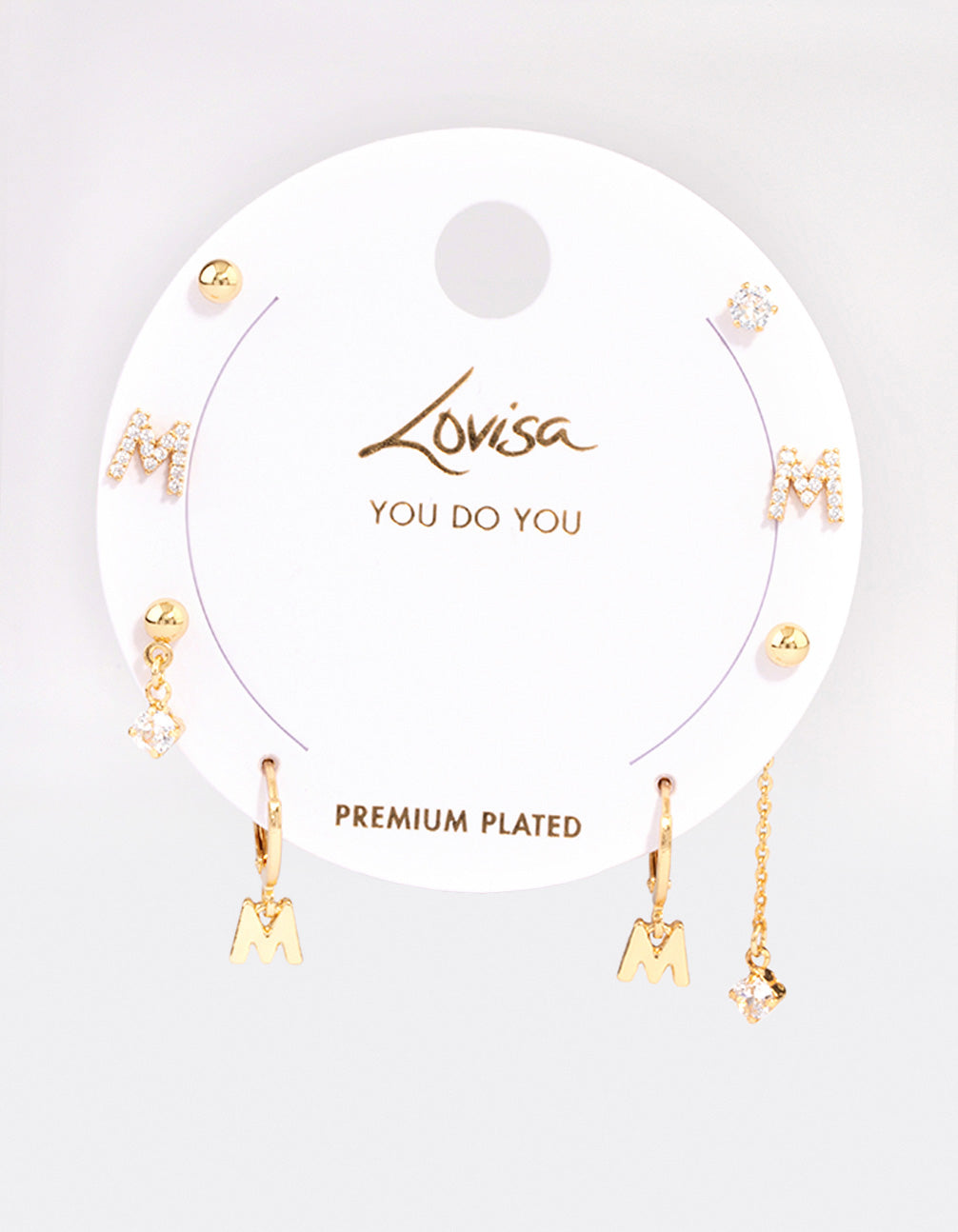 Letter 'M' Gold Plated Initial Ear Stackers