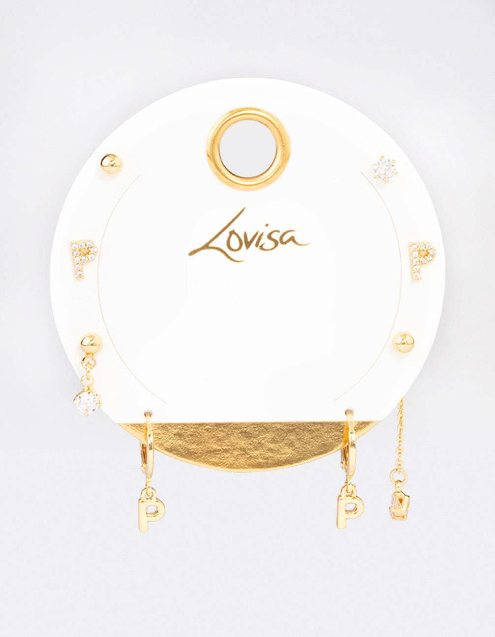 Letter 'P' Gold Plated Initial Ear Stackers