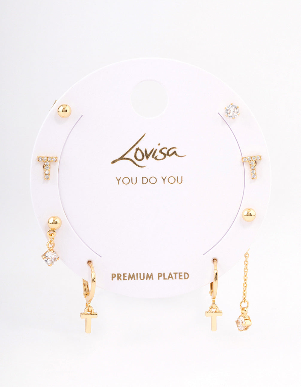 Letter 'T' Gold Plated Initial Ear Stacker