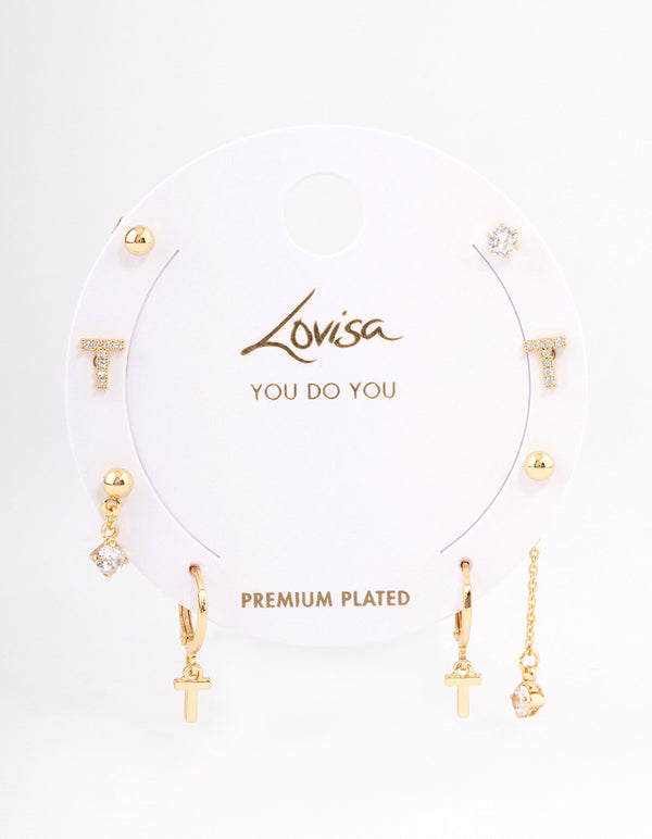 Letter 'T' Gold Plated Initial Ear Stacker