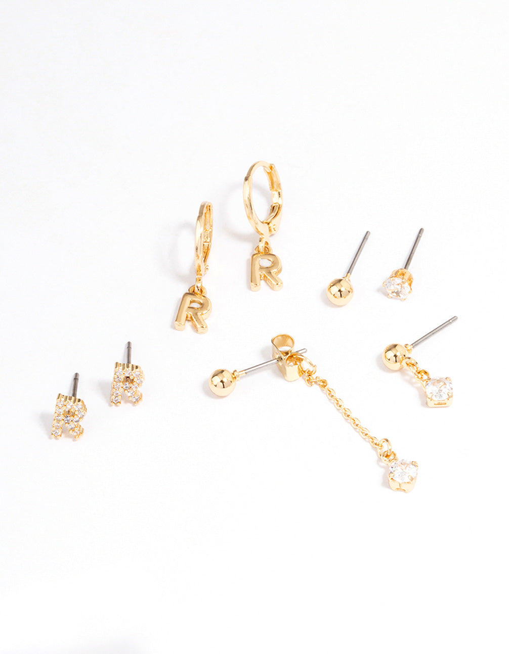 Letter 'R' Gold Plated Initial Ear Stackers
