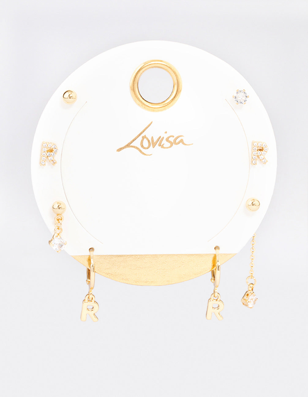 Letter 'R' Gold Plated Initial Ear Stackers