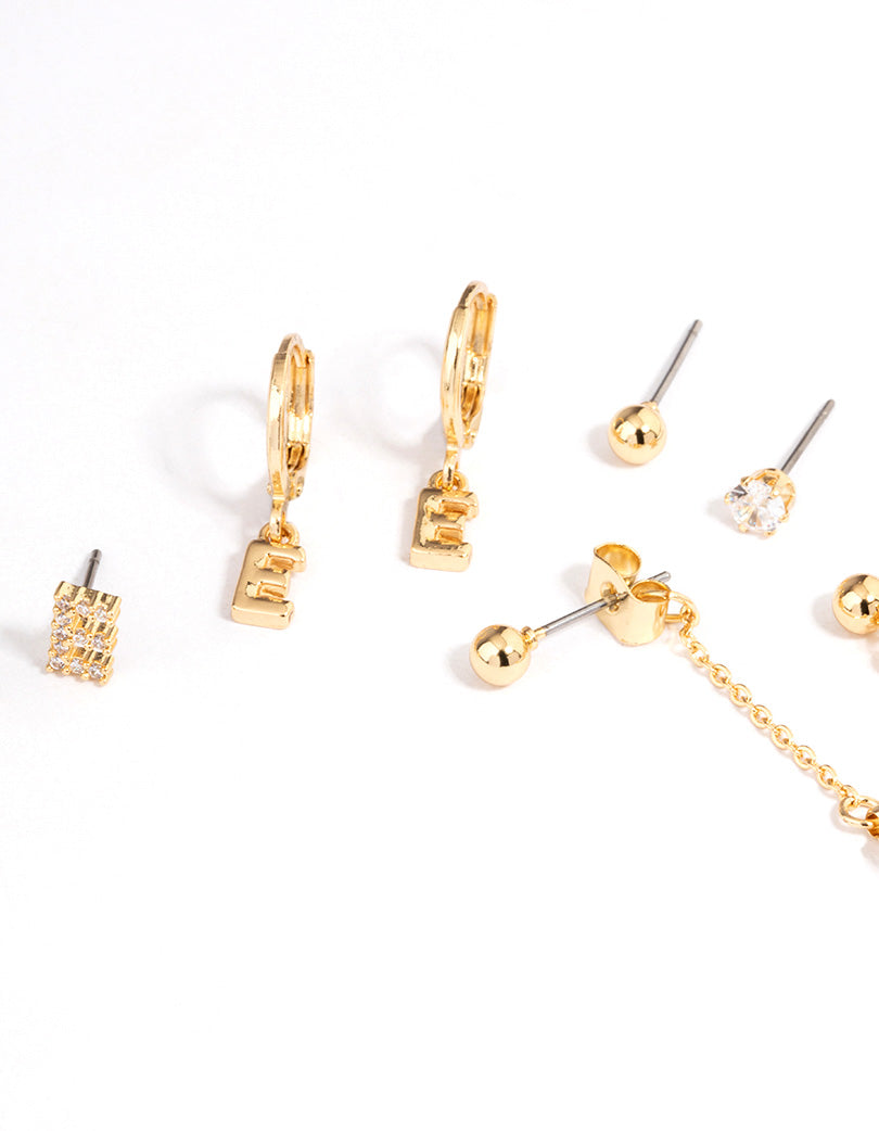Letter 'E' Gold Plated Initial Ear Stacker