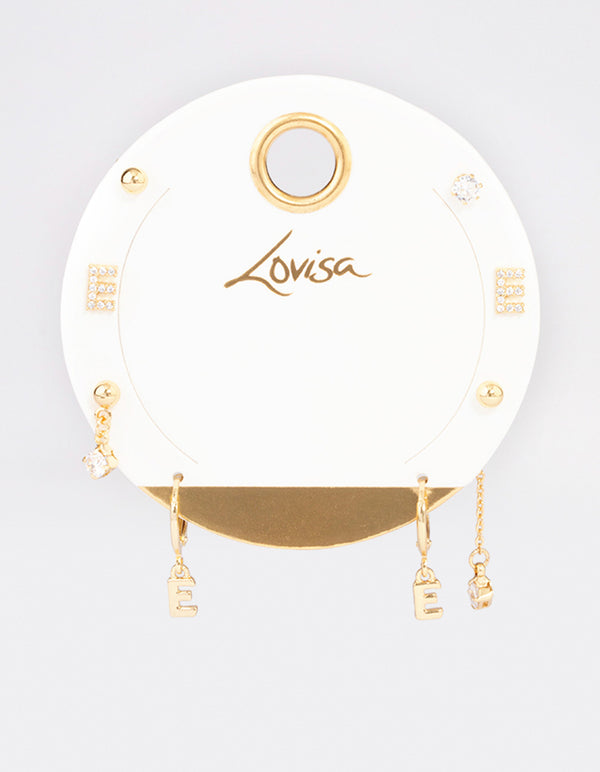 Letter 'E' Gold Plated Initial Ear Stacker