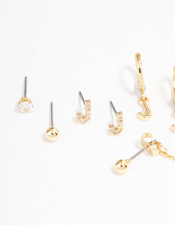 Letter 'J' Gold Plated Initial Ear Stackers