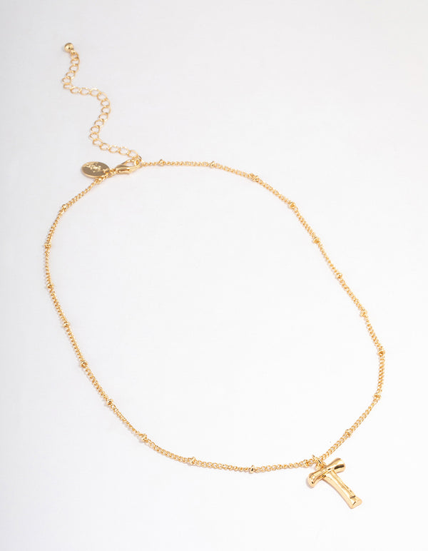 Gold Plated Letter T Bamboo Necklace
