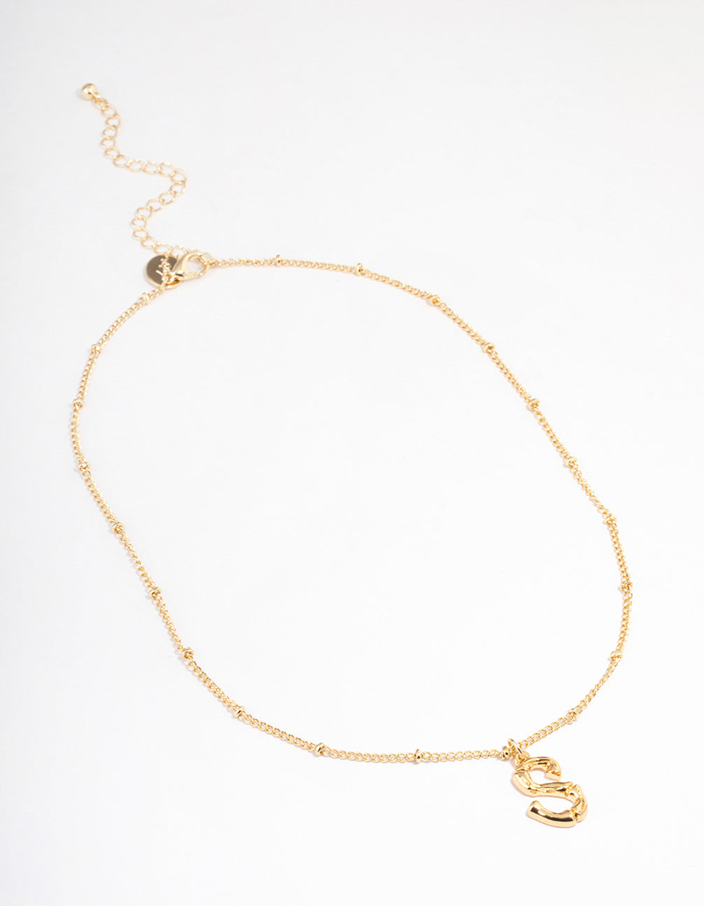 Gold Plated Letter S Bamboo Necklace