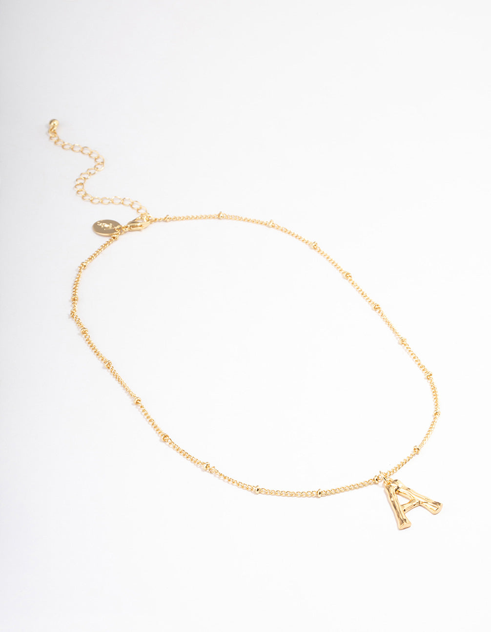 Gold Plated Letter A Bamboo Necklace