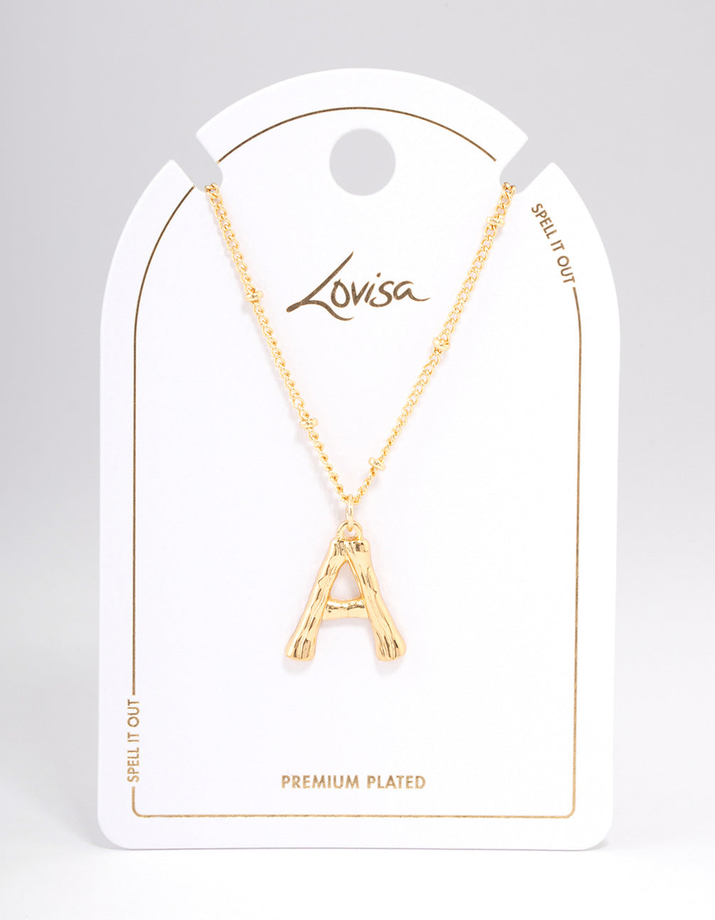Gold Plated Letter A Bamboo Necklace