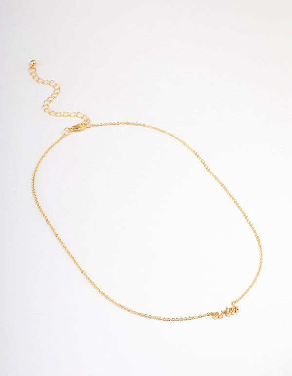 Gold Plated Aries Script Pendant Necklace