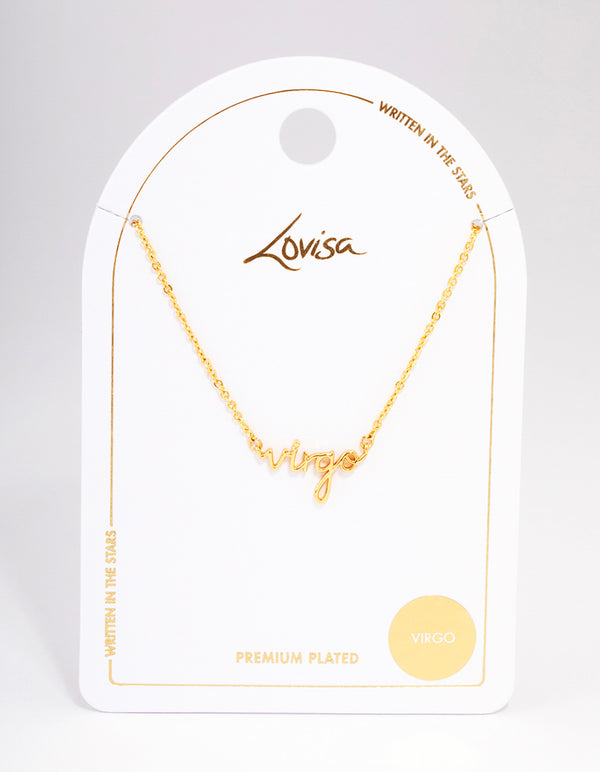 Gold Plated Virgo Script Pendant Necklace