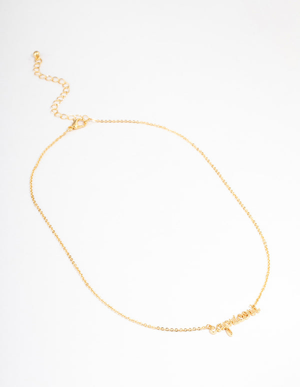 Gold Plated Capricorn Script Pendant Necklace