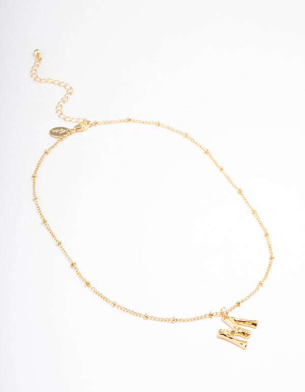 Gold Plated Letter M Bamboo Necklace
