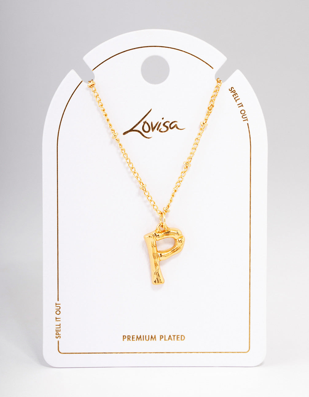 Gold Plated Letter P Bamboo Necklace