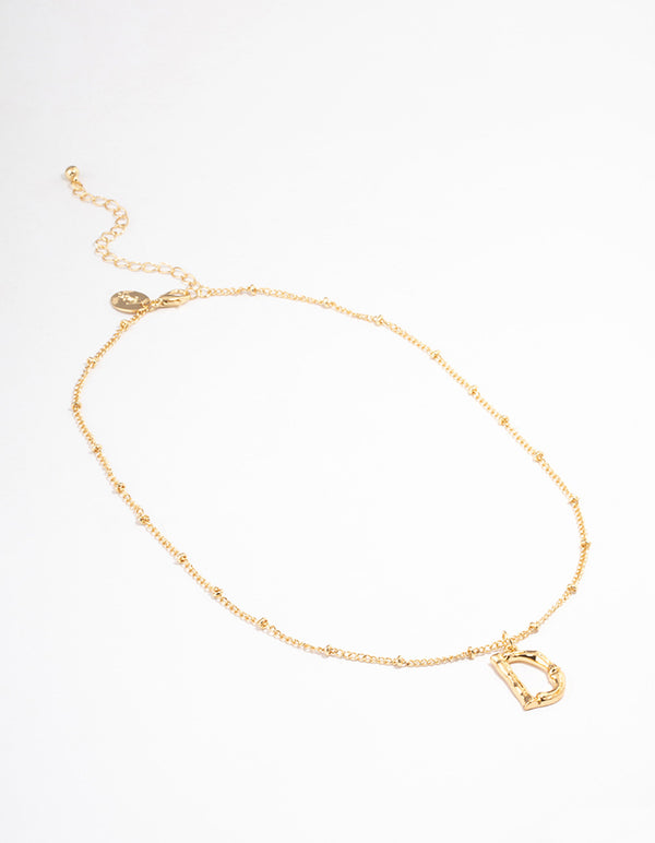 Gold Plated Letter D Bamboo Necklace
