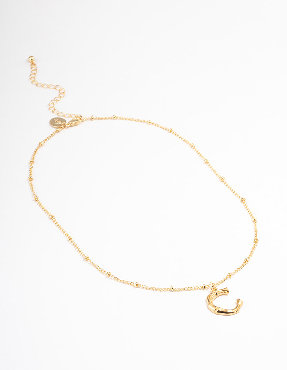 Gold Plated Letter C Bamboo Necklace