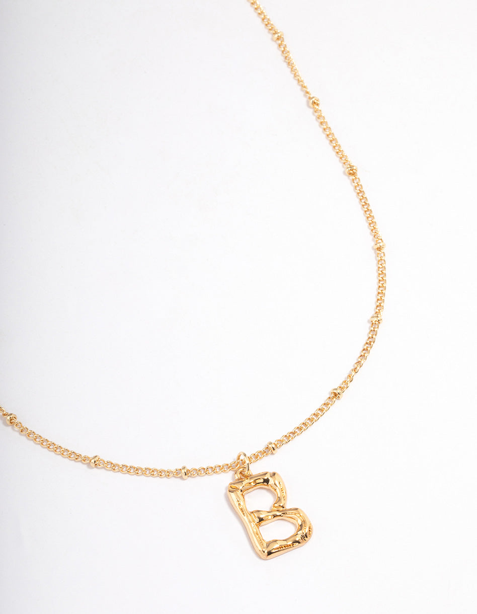 Gold Plated Letter B Bamboo Necklace