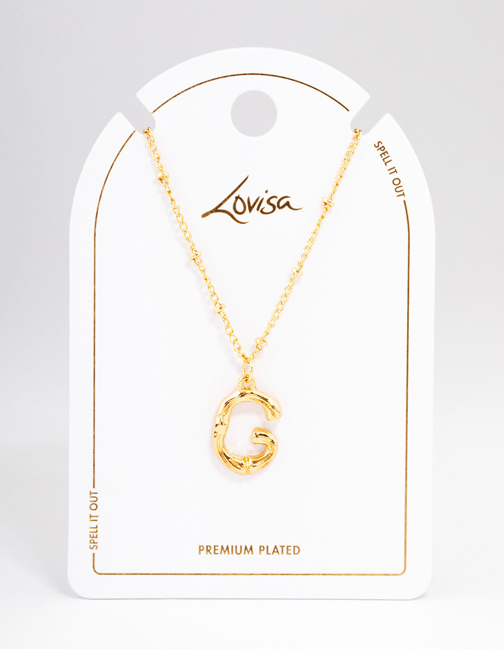 Gold Plated Letter G Bamboo Necklace