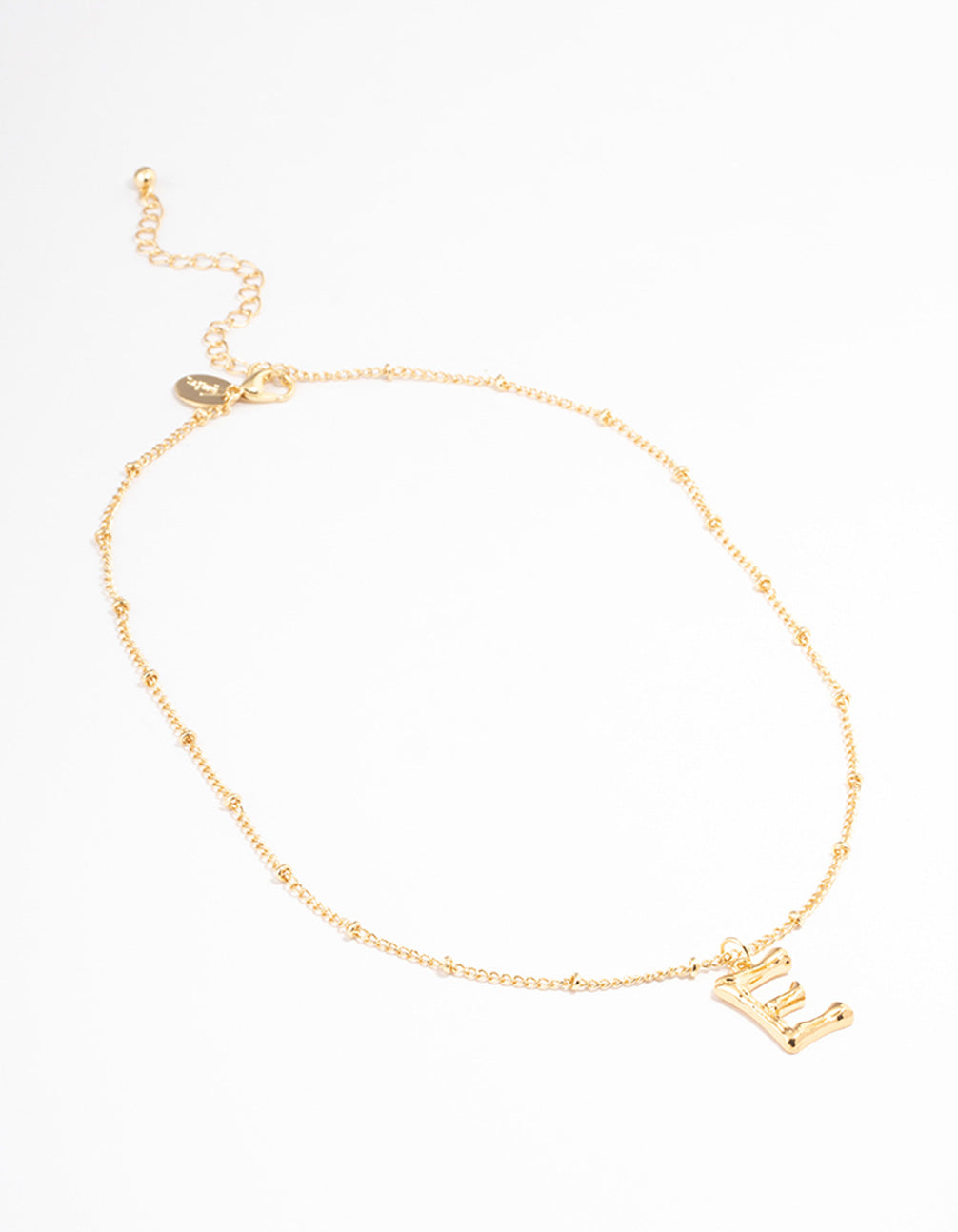 Gold Plated Letter E Bamboo Necklace