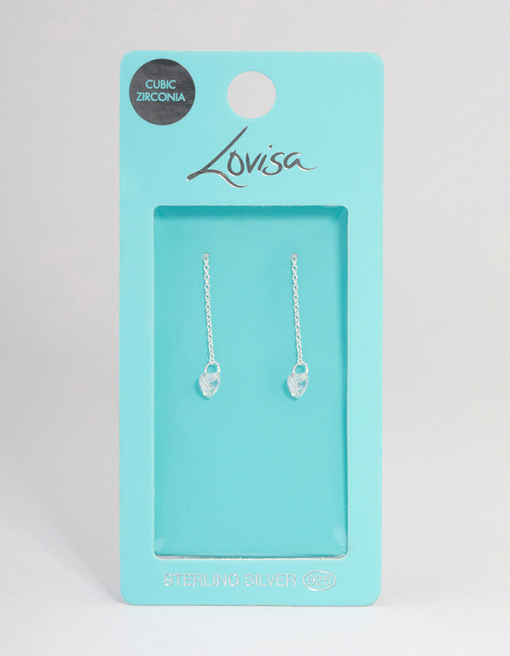 Sterling Silver Cubic Zirconia Heart Threader Earrings