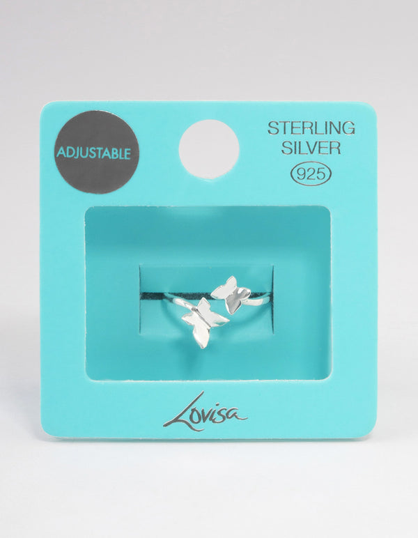 Sterling Silver Double Butterfly Ring
