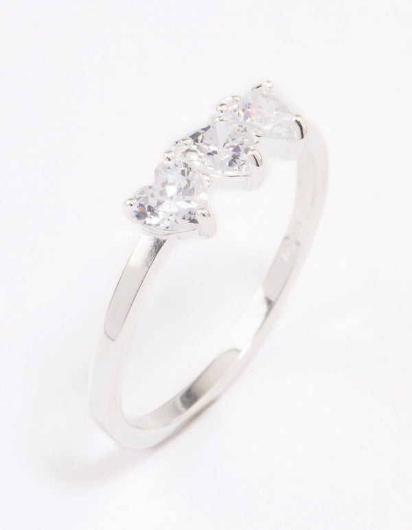Sterling Silver Trio Heart Ring