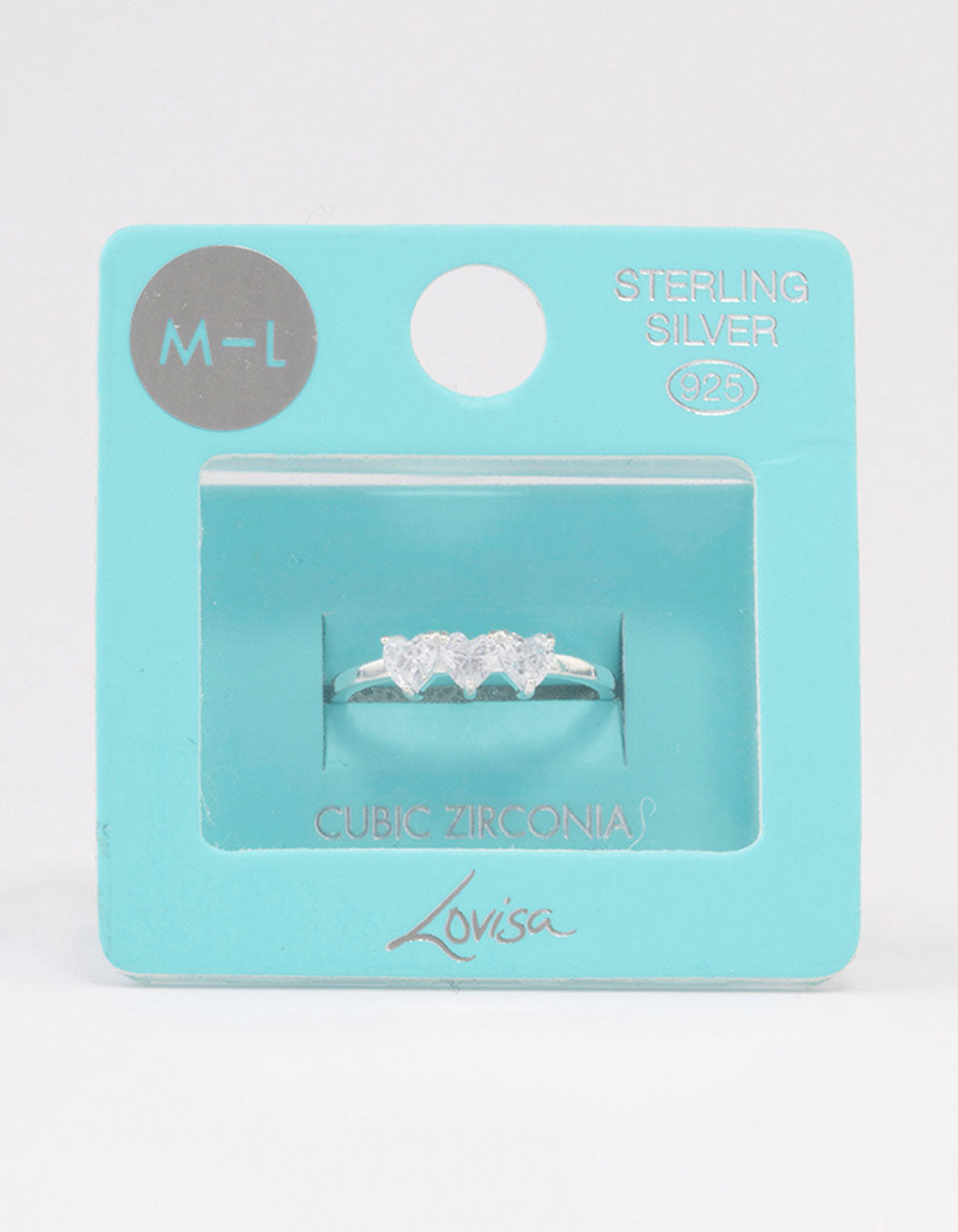 Sterling Silver Cubic Zirconia Linked Heart Ring