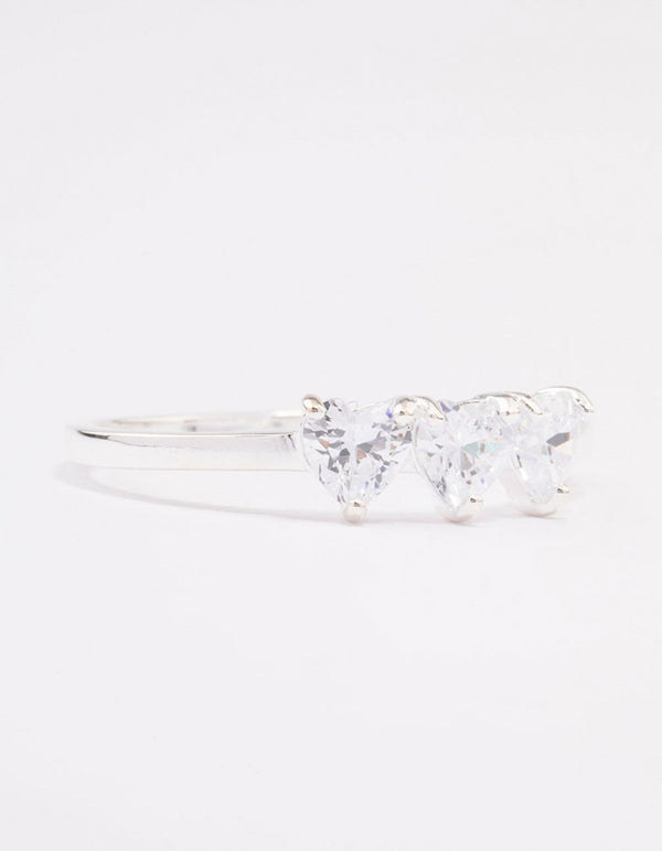 Sterling Silver Trio Heart Ring