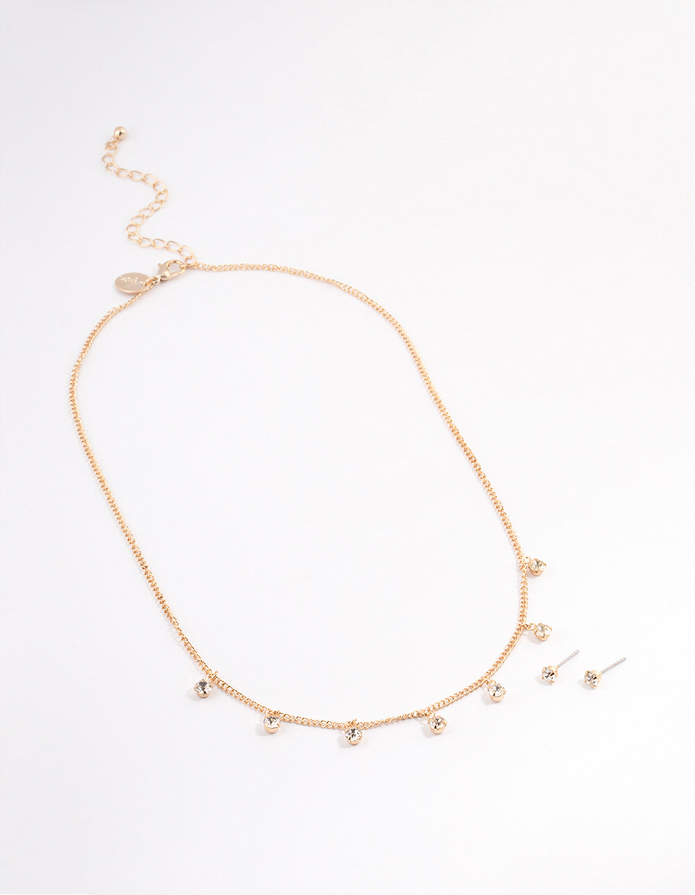 Gold Diamante Droplet Jewellery Set