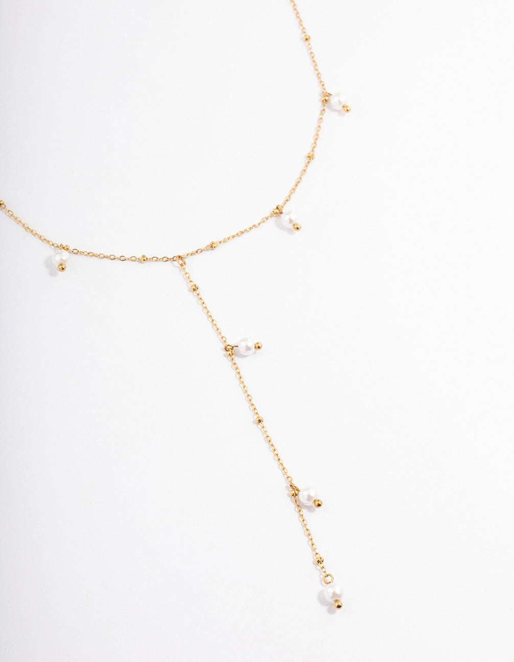 Waterproof Gold Plated Stainless Steel Pearl Y-Necklace