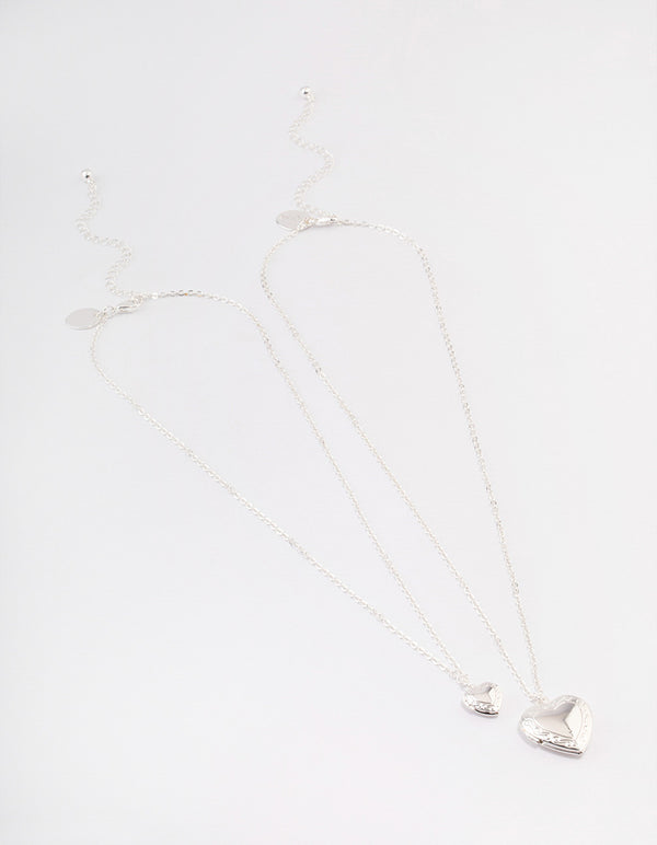 Silver Plated Heart Locket Necklace Pack
