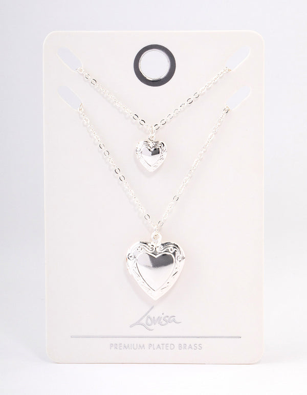 Silver Plated Heart Locket Necklace Pack