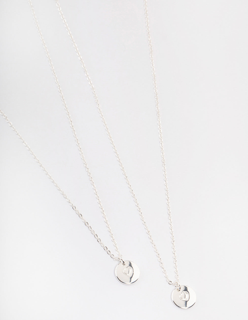 Silver Plated Heart Disc Necklace Pack